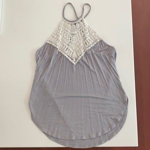 Bear Dance Lavender & White High Neck Crochet Tank